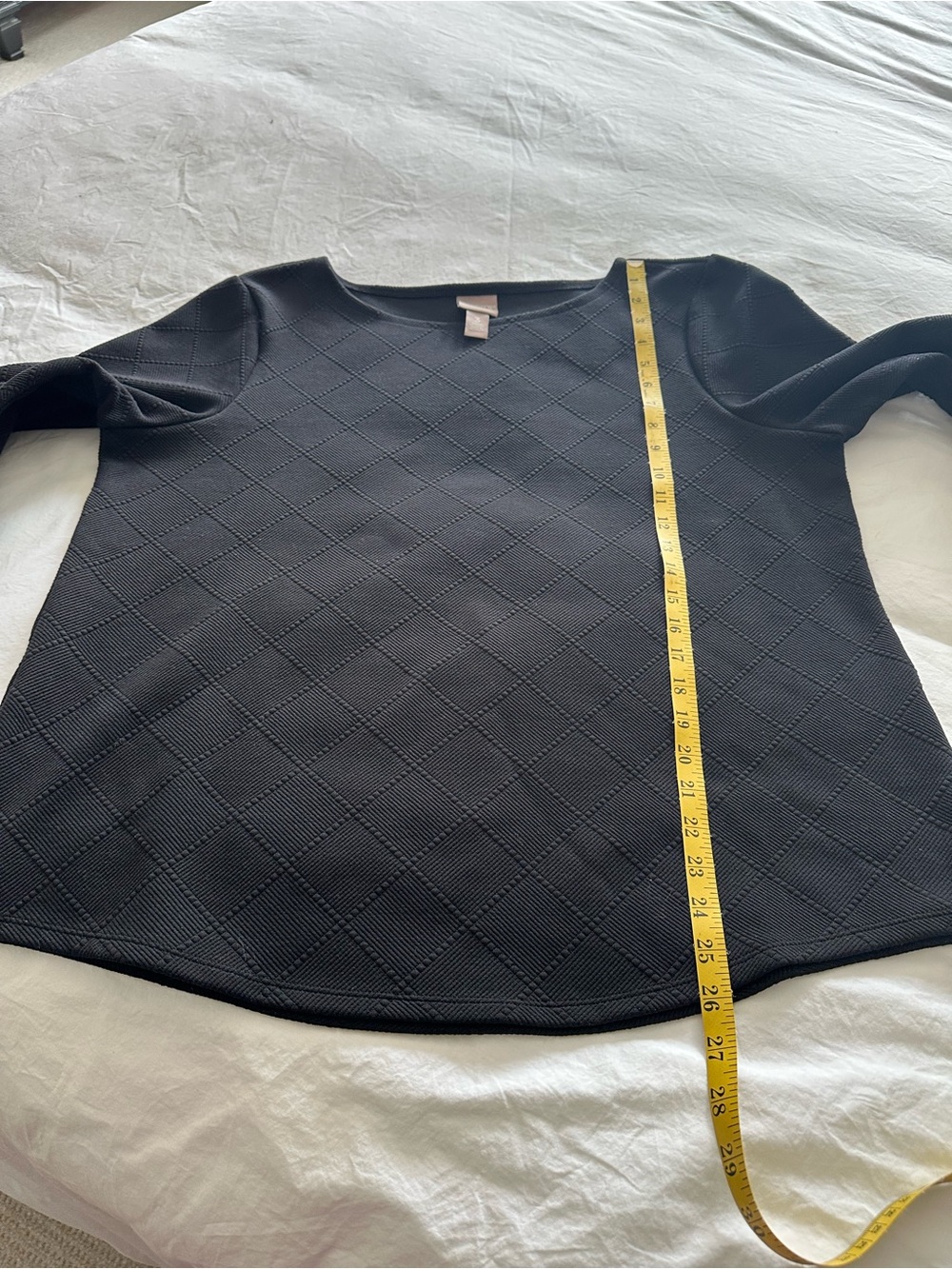Chico's Black Quilted Balloon-Sleeve top, size XL (3) - Picture 8 of 12